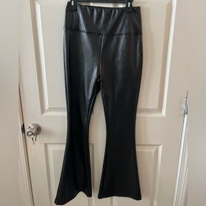 Black Flare Leather Pants